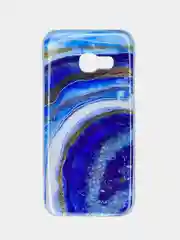 Синий чехол Samsung Galaxy A3 2017 / SM-A320, Галакси А3 2017, силиконовый с мраморным рисунком