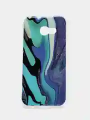 Бирюзовый чехол Samsung Galaxy A3 2017 / SM-A320, Галакси А3 2017, силиконовый с мраморным рисунком