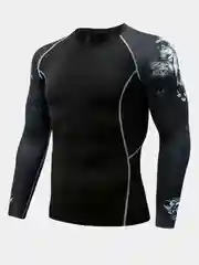 Красный рашгард спортивный мужской, с длинным рукавом