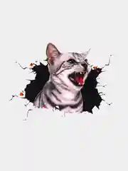 Бежевый наклейка на авто "Кошка 3Д", с эффектом дыры в корпусе машины
