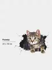 Оливковый наклейка на авто "Кошка 3Д", с эффектом дыры в корпусе машины