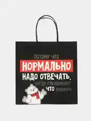 Пакет подарочный на день рождения "Нормально надо отвечать", 22х22х11 см
