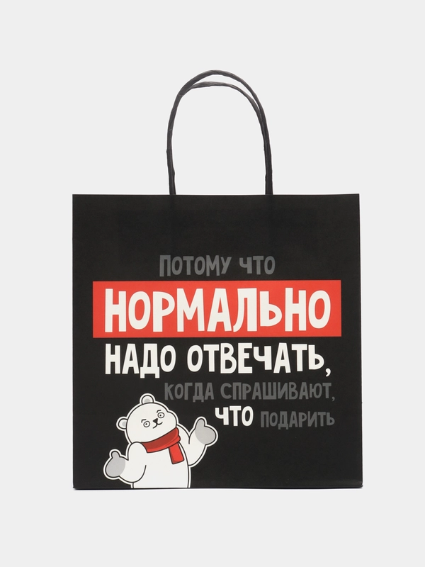 Пакет подарочный на день рождения "Нормально надо отвечать", 22х22х11 см