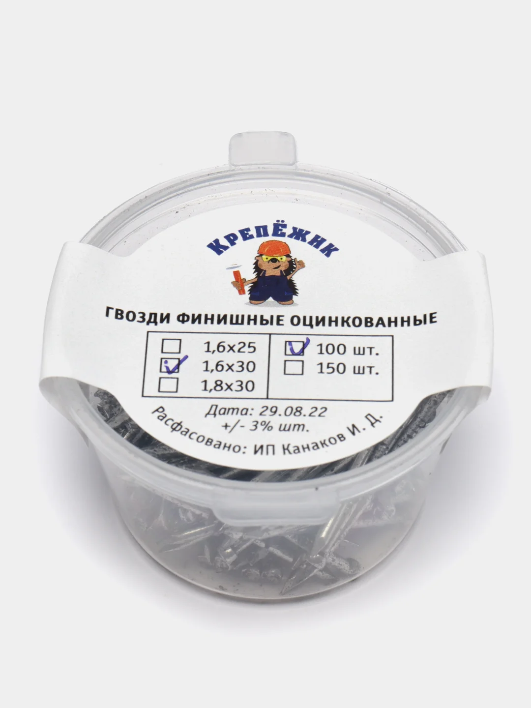 Финишные гвозди оцинкованные 1,6х30