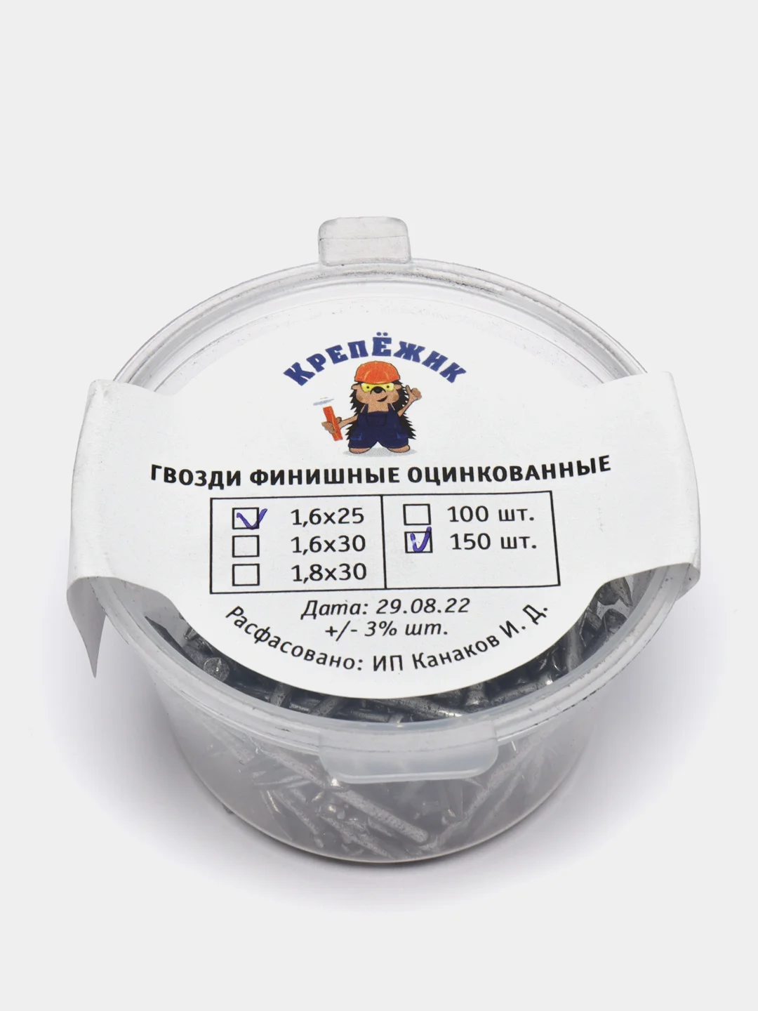 Финишные гвозди оцинкованные 1,6х25