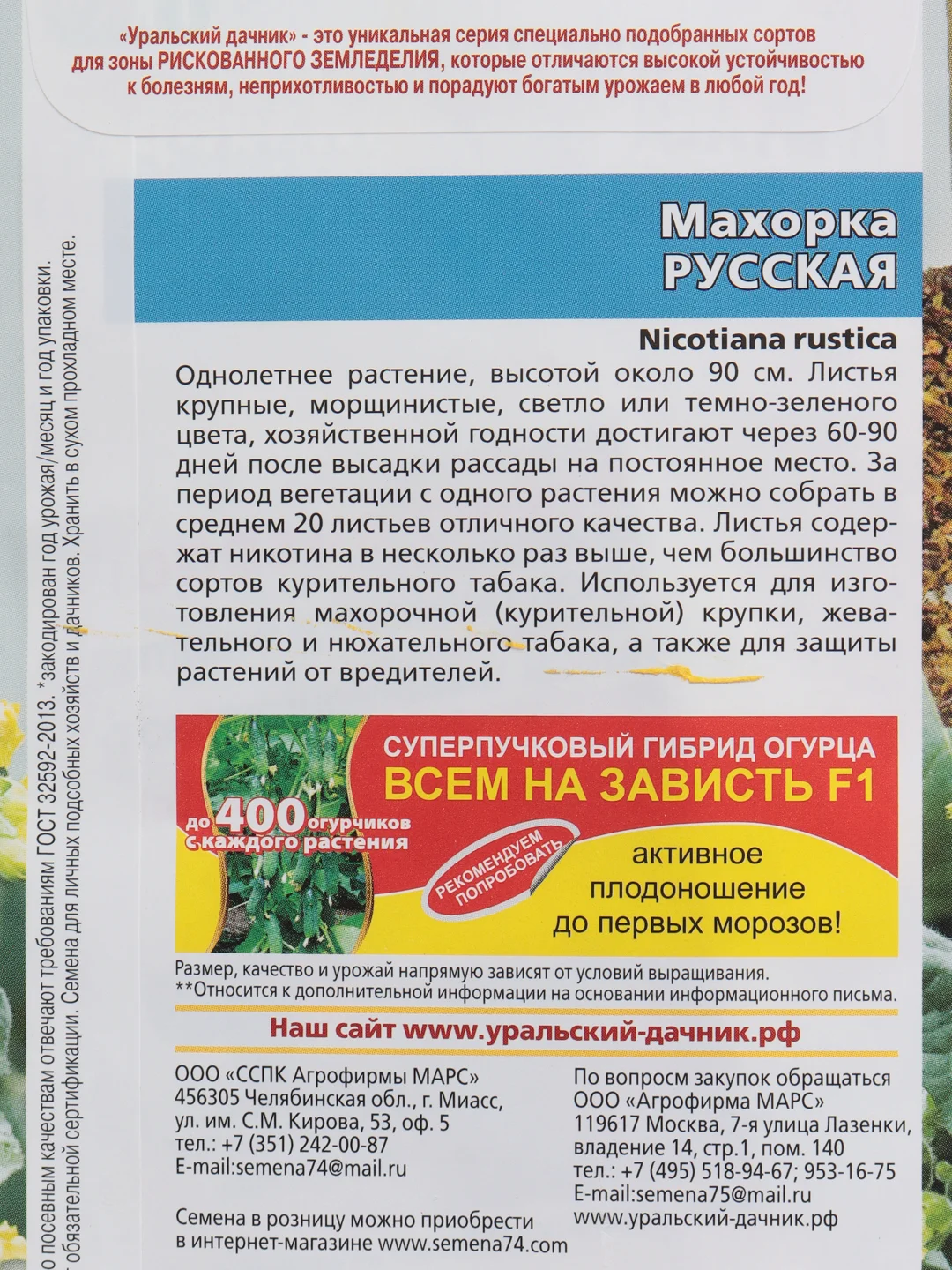 Семена Махорка "Русская"