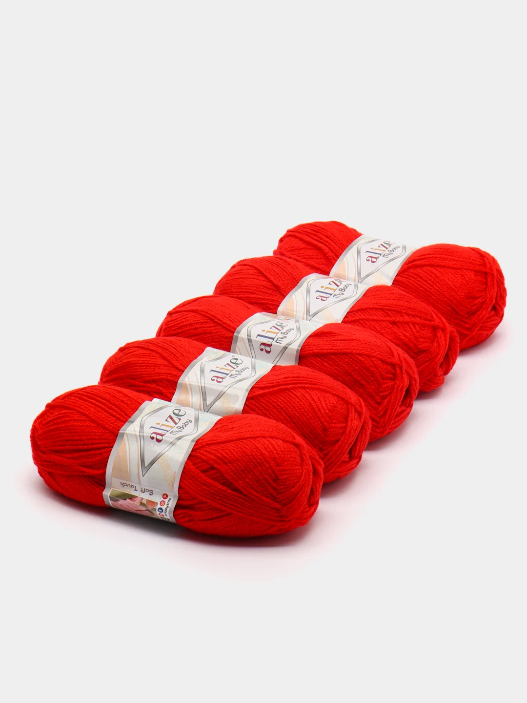 Красный пряжа детская Alize (Ализе) My Baby, 5 штук, акрил, 50 г, 150 м