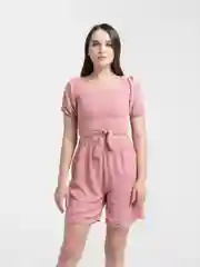 Розовый лёгкий костюм двойка женский: топ и шорты для дома, на море, на отдых, летний, с шортами