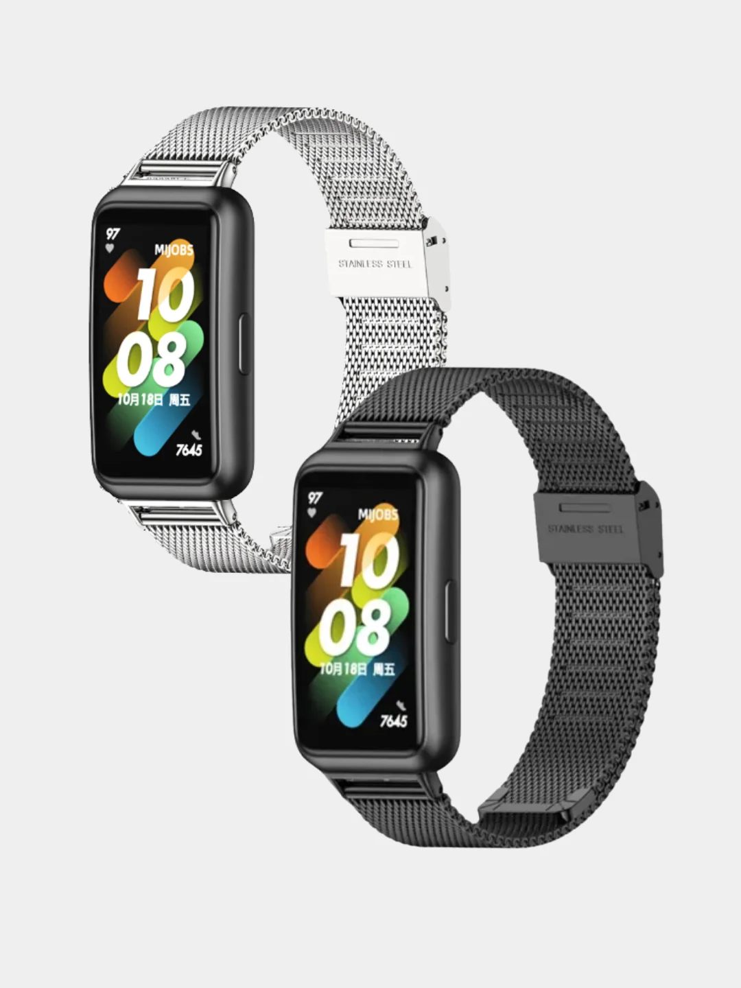 Серебряный металлический ремешок для Huawei band 7 / Honor band 7, миланская петля