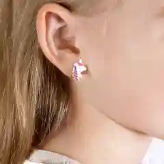 Белый серьги из серебра "Единорожки"
