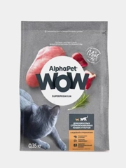 Сухой корм AlphaPet WOW, для стерилизованных кошек и котов, с индейкой и потрошками, 350 г