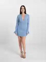 Лавандовый платье-лапша, с длинным рукавом