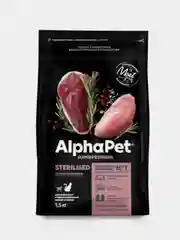 Сухой корм AlphaPet Superpremium, для стерилизованных кошек, с уткой и индейкой, 1,5 кг