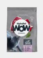 Сухой корм AlphaPet WOW, для взрослых домашних кошек, с уткой и потрошками,0,35 кг