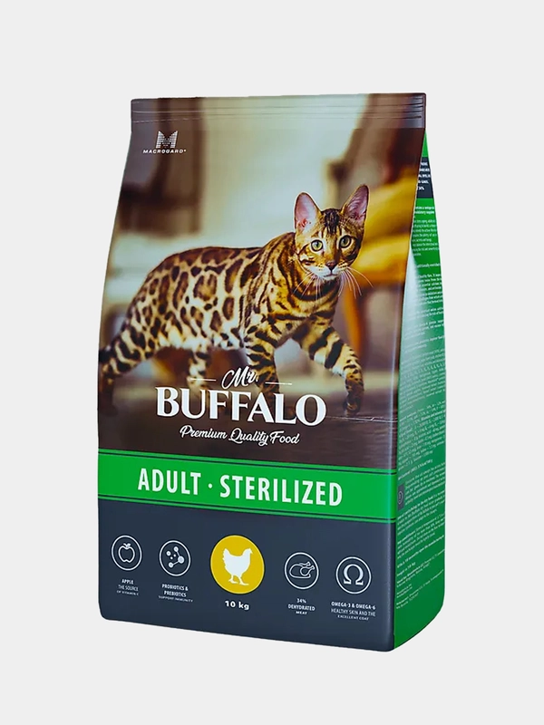 Корм сухой Mr.Buffalo для стерилизованных кошек с курицей, 10 кг