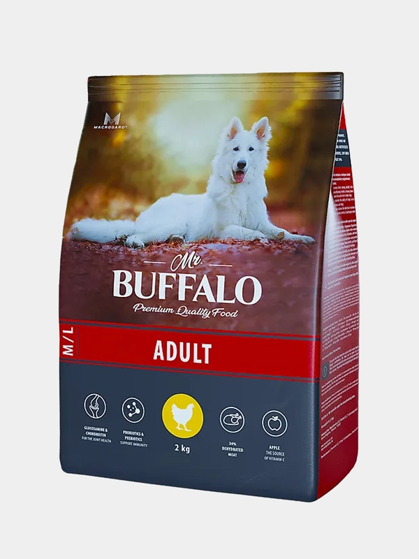 Корм сухой  Mr. Buffalo для взрослых собак средних и крупных пород, с курицей, 2 кг