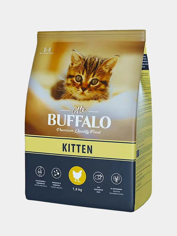 Корм сухой Mr.Buffalo KITTEN для котят с курицей, 1,8 кг