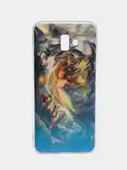 Голубой чехол Samsung Galaxy J6+ / J6 Plus, Галакси Джи6+ / Джи6 Плюс, силиконовый с рисунком