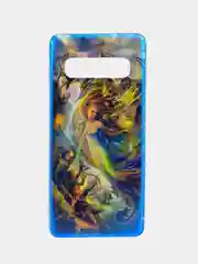 Голубой чехол Samsung Galaxy S10, S10e, S10+ Plus, Галакси С10, С10е, С10+ силиконовый с рисунком