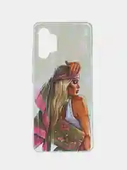 Бордовый чехол Samsung Galaxy A32 4G чехол силиконовый с рисунком (Самсунг Галакси А32)
