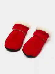 Красный обувь с мехом для собак мелких, средних и крупных пород с противоскользящей подошвой