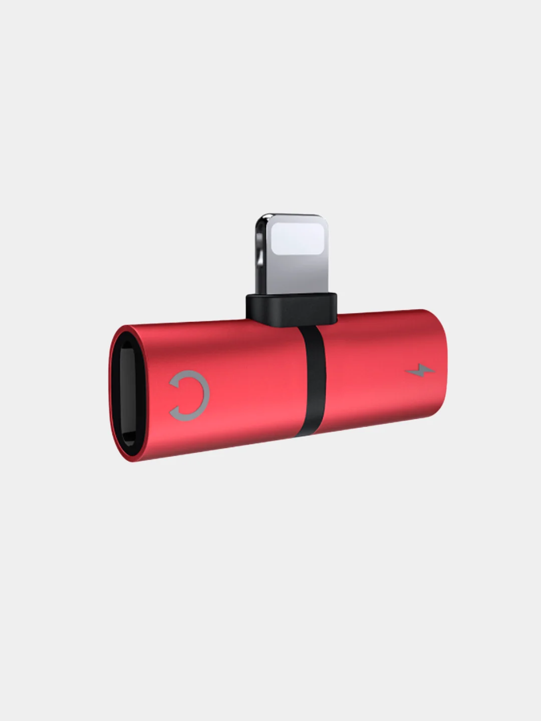Красный переходник/адаптер/разветвлитель для наушников и зарядки  iPhone Lightning-2xLightning
