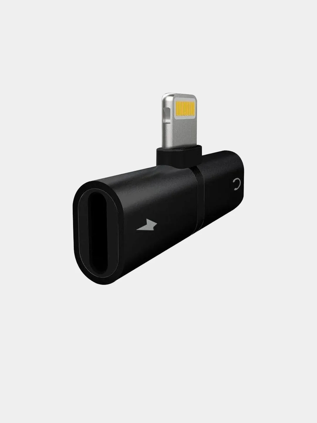 Черный переходник/адаптер/разветвлитель для наушников и зарядки  iPhone Lightning-2xLightning