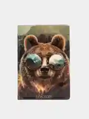 Коричневый обложка на паспорт с животными