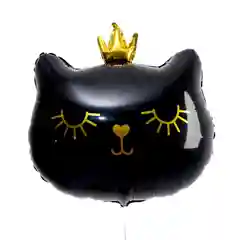Черный воздушный шар "Кот в короне" черный кот розовый фольгированный для праздника