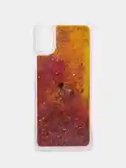 Желтый чехол Samsung Galaxy A03 Core, Самсунг Галакси А03 Кор силиконовый, жидкий, с блестками