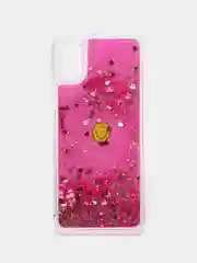 Розовый чехол Samsung Galaxy A03 Core, Самсунг Галакси А03 Кор силиконовый, жидкий, с блестками