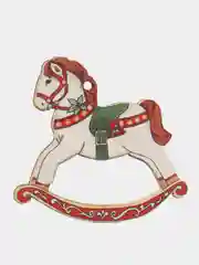 Багровый деревянные елочные игрушки с символами Нового года, в наборе 3 штуки