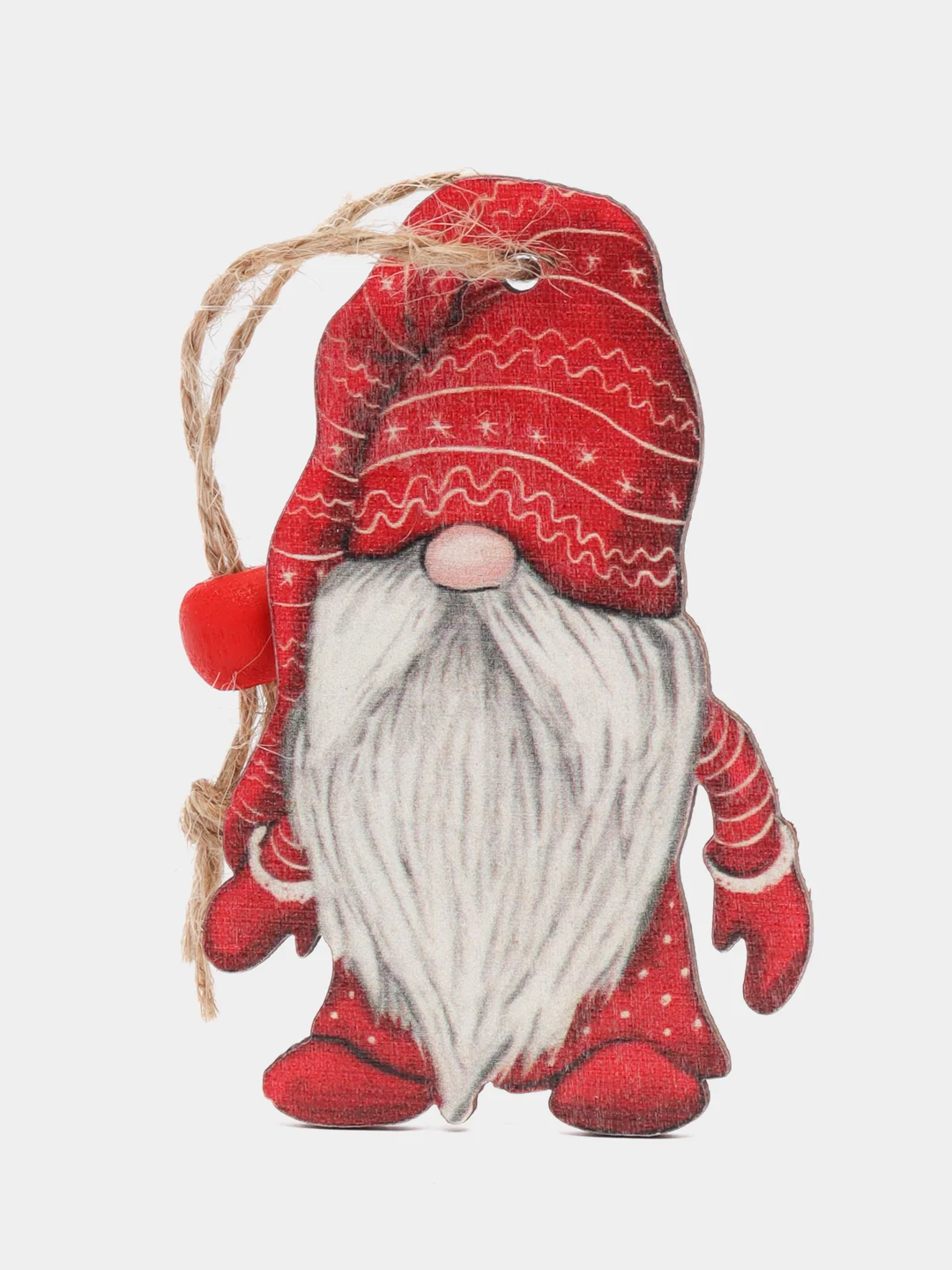 Красный деревянные новогодние игрушки на елку в наборе