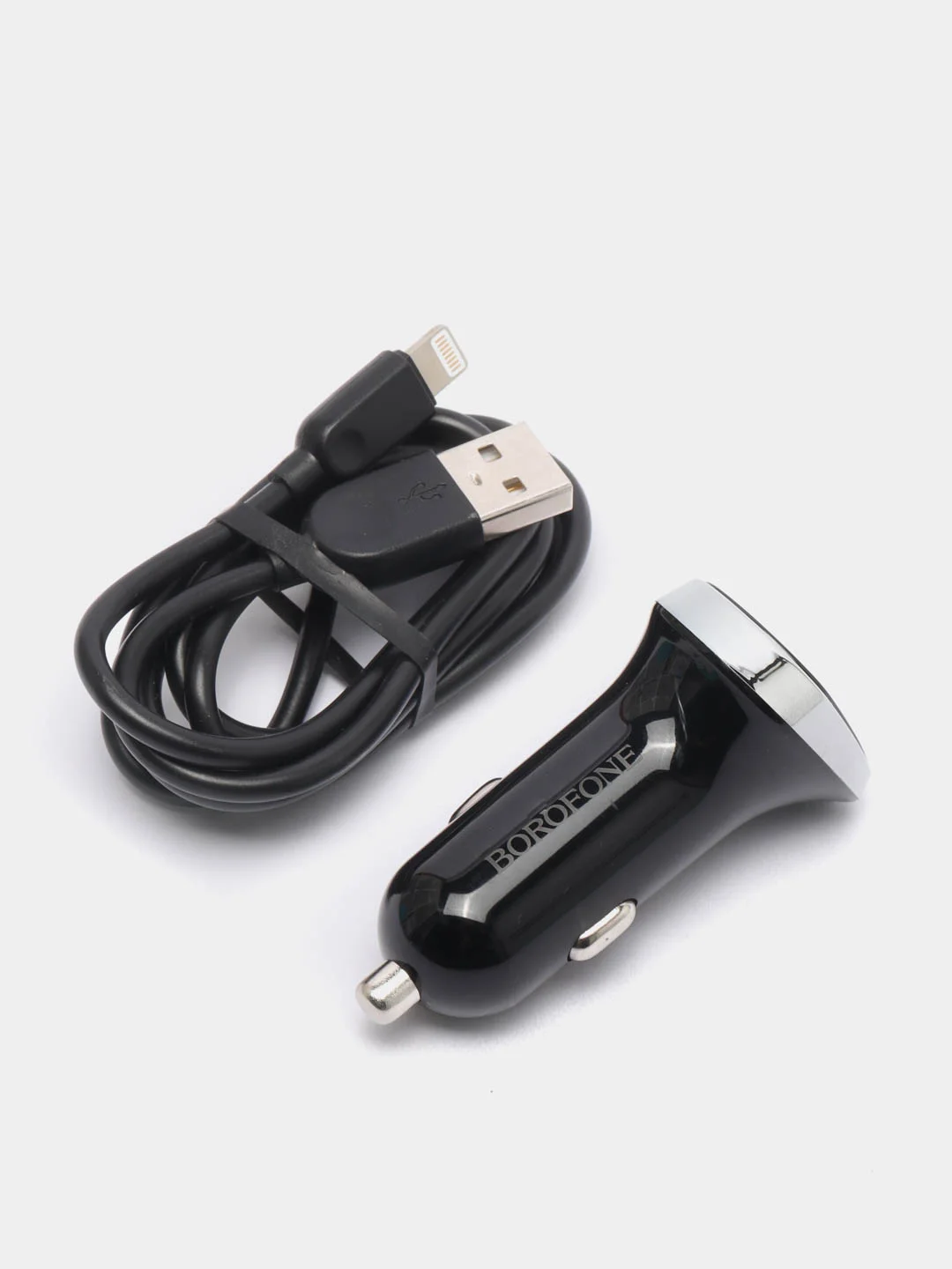 Черный автомобильное зарядное устройство Borofone BZ15, с USB-Lightning