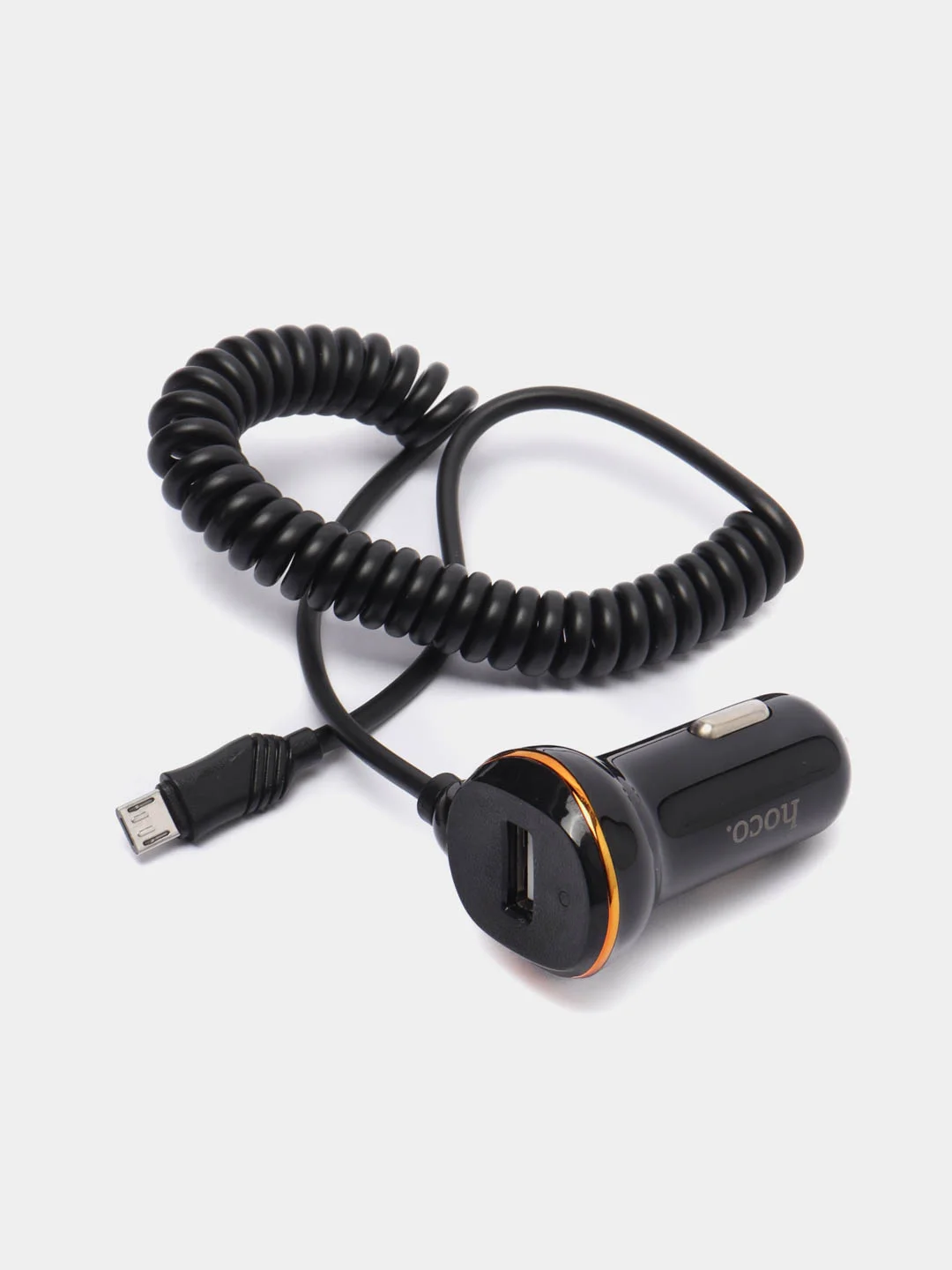 Черный автомобильное зарядное устройство Hoco Z14, для micro-USB
