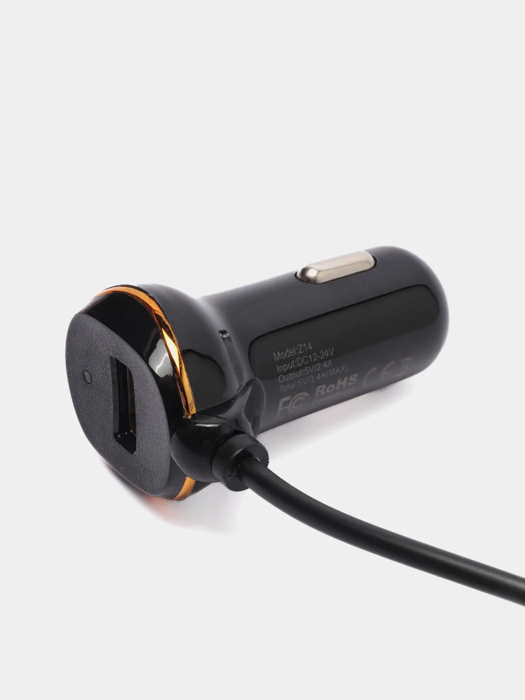 Черный автомобильное зарядное устройство Hoco Z14, для micro-USB