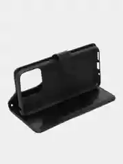 Черный кожаный PU чехол-книжка Xiaomi Redmi 10C