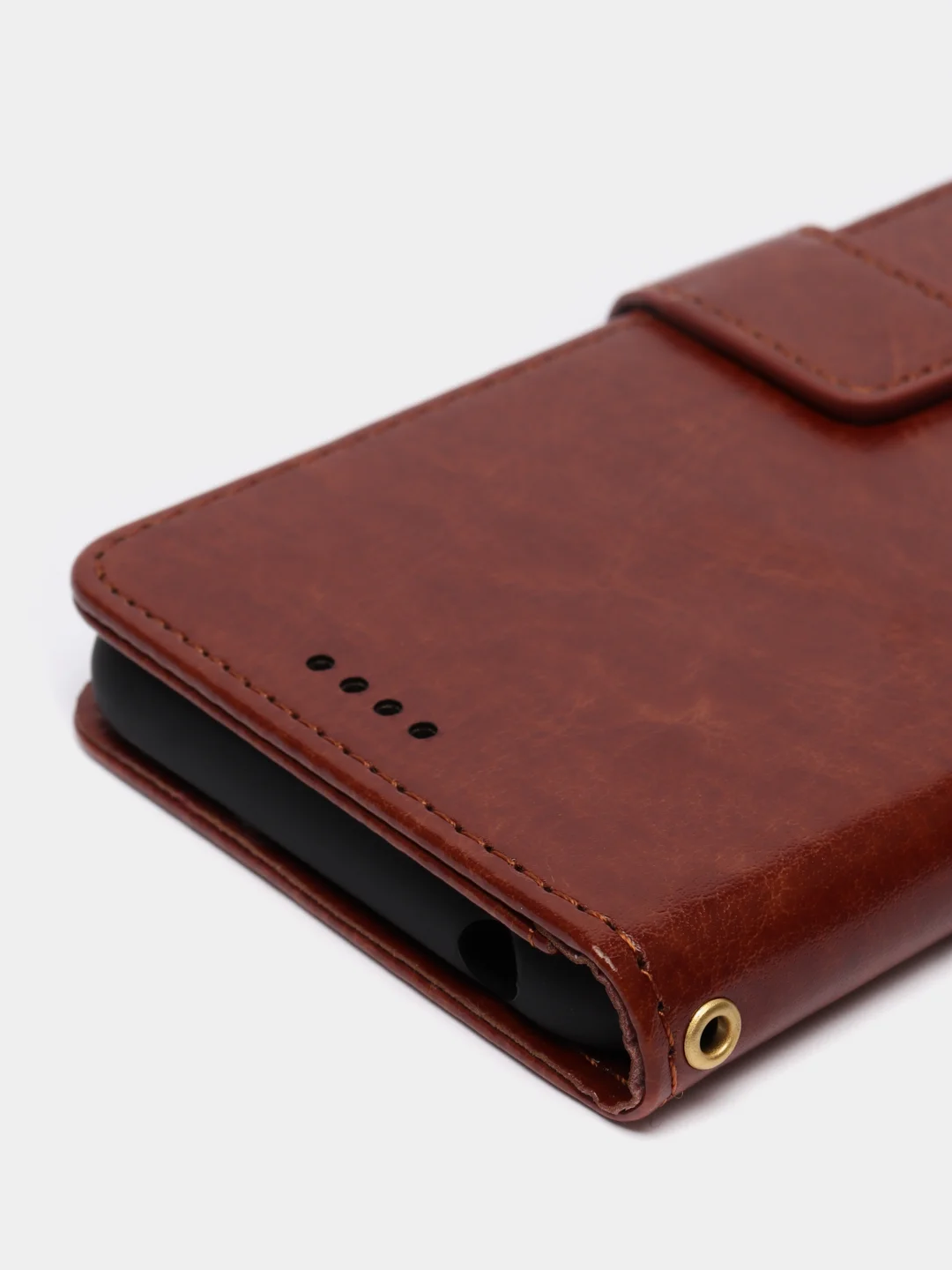 Коричневый кожаный PU чехол-книжка Xiaomi Redmi 10C