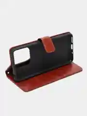 Коричневый кожаный PU чехол-книжка Xiaomi Redmi 10C