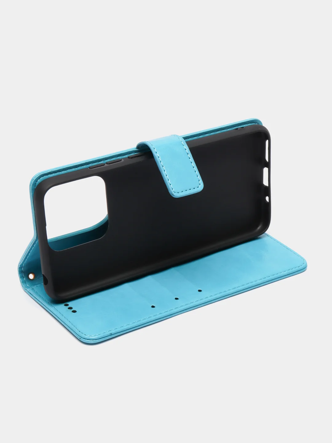 Голубой кожаный PU чехол-книжка Xiaomi Redmi 10C
