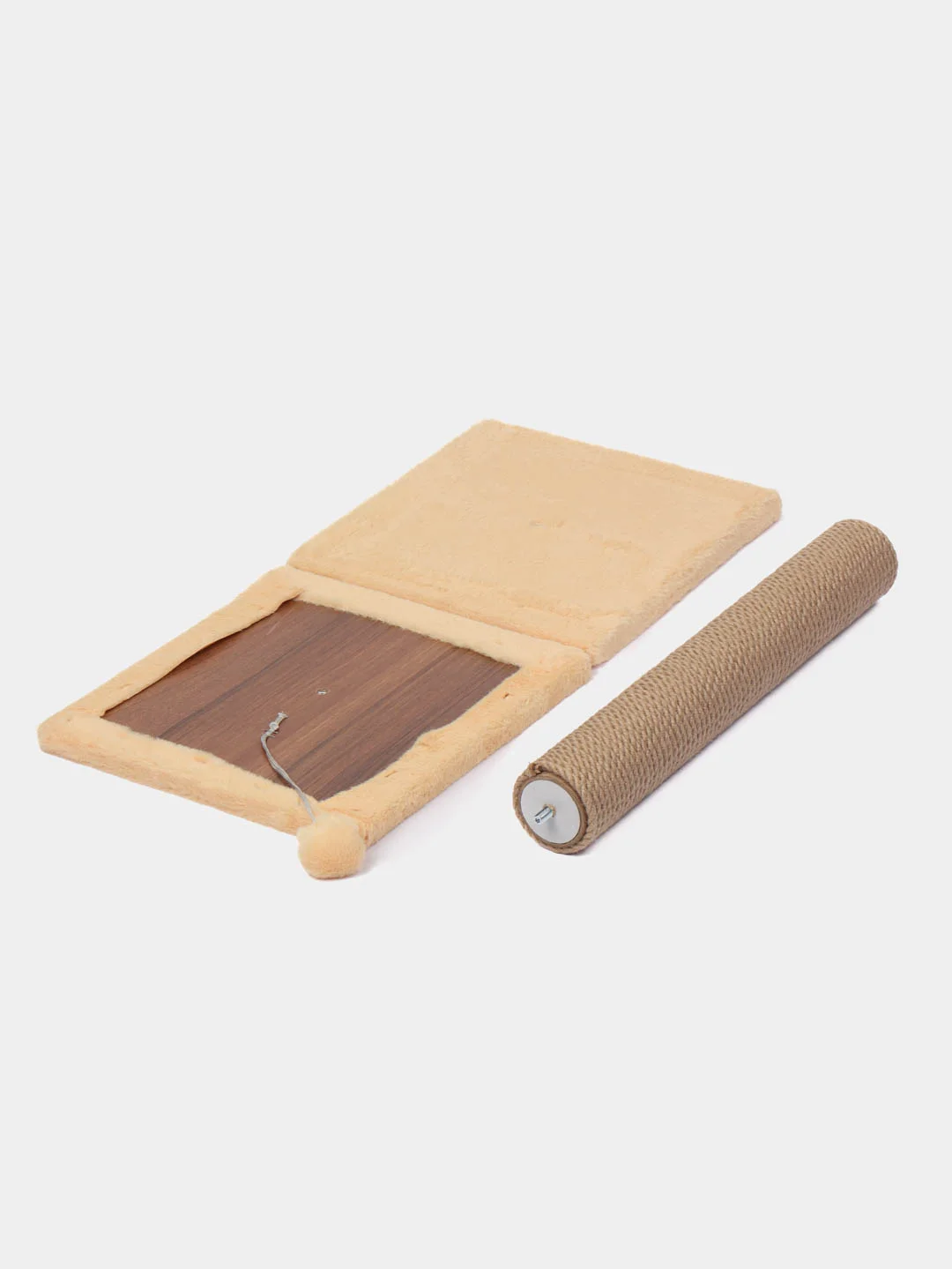 Кремовый когтеточка для кошек, с лежанкой, 30 х 30 х 50 см