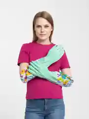 Перчатки резиновые хозяйственные с утеплителем, длинные манжеты