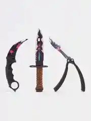 Аметистовый набор деревянных ножей Нео-Нуар CS GO: нож-керамбит, нож-байонет и нож-бабочка