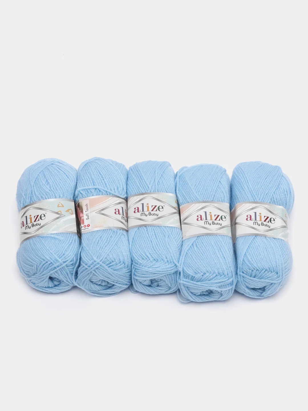 Голубой пряжа детская Alize (Ализе) My Baby, 5 штук, акрил, 50 г, 150 м