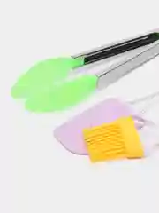 Фиолетовый набор для выпечки: лопатка, кисточка, щипцы