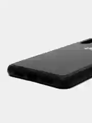 Черный силиконовый чехол на Huawei P20, с кожаной вставкой