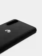 Черный силиконовый чехол на Huawei P20, с кожаной вставкой
