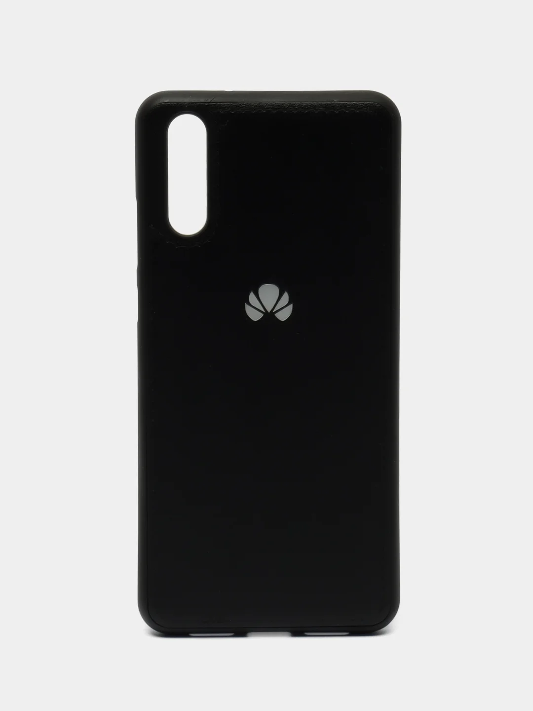 Черный силиконовый чехол на Huawei P20, с кожаной вставкой