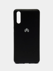 Силиконовый чехол на Huawei P20, с кожаной вставкой