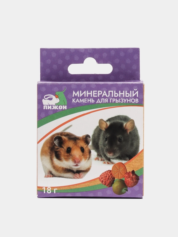 Минеральный камень "Пижон" для грызунов, фрукты, набор из 4 штук, 18г